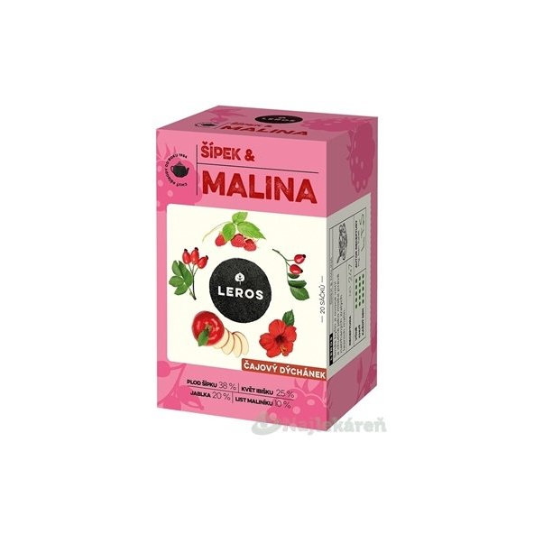 LEROS ČAJOVÁ CHVÍĽKA ŠÍPKA & MALINA ovocný čaj aromatizovaný, nálevové vrecká 20x2 g