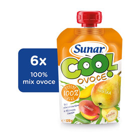 6x SUNAR Cool ovoce Hruška-Banán-Mango (120 g) – ovocný příkrm