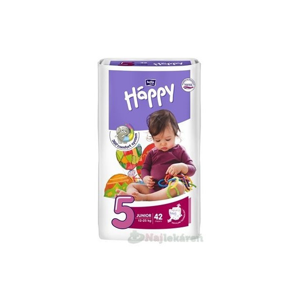 Bella HAPPY 5 JUNIOR detské plienky (12-25 kg), 42 ks