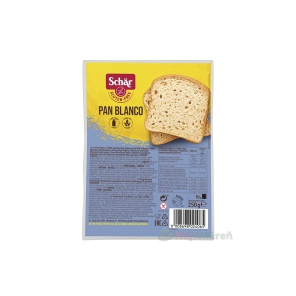 Schär PAN BLANCO chlieb bezgluténový, biely, krájaný 250 g