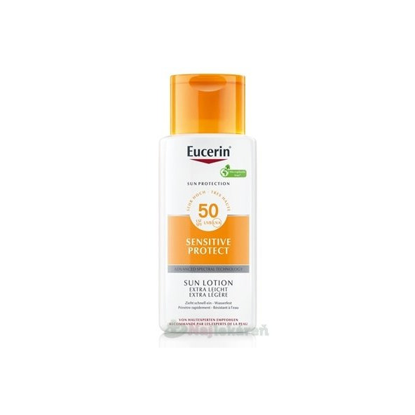 Eucerin SUN SENSITIVE PROTECT SPF 50+ extra ľahké, telové mlieko na oplalovanie 150 ml