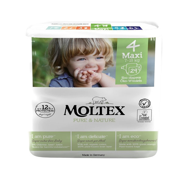 MOLTEX Pure & Nature Plienky Maxi 7-18 kg - ekonomické balenie (6 x 29 ks)