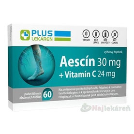 PLUS LEKÁREŇ Aescín 30 mg + Vitamín C 24 mg 60 tbl