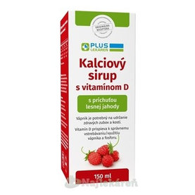 PLUS LEKÁREŇ Kalciový sirup s vitamínom D s príchuťou lesnej jahody 150 ml
