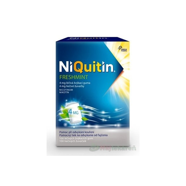 NiQuitin Freshmint 4mg žuvačky proti fajčeniu 100 ks