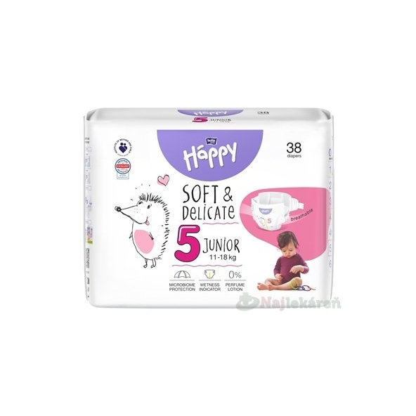 bella HAPPY Soft&Delicate 5 Junior detské plienky (11-18 kg) 38 ks