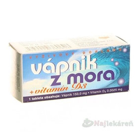 NATURVITA VÁPNIK Z MORA + vitamín D3, 60 ks
