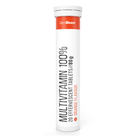 Multivitamín 100% - GymBeam, príchuť pomaranč, 20tbl