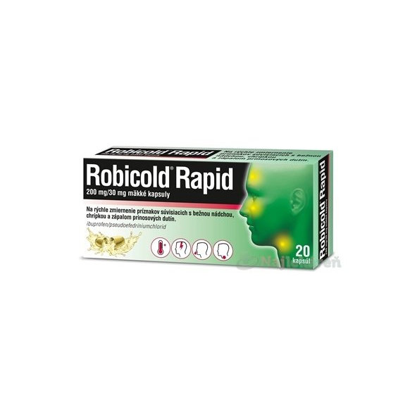 Robicold Rapid 200 mg/30 mg mäkké kapsuly proti chrípke 20 cps