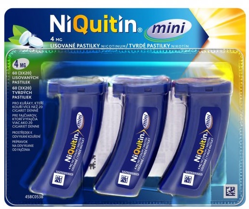 NiQuitin Mini pastilky na odvykanie od fajčenia 4mg, 60 ks