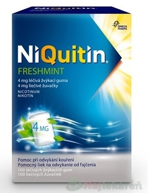 NiQuitin Freshmint 4 mg liečivé žuvačky proti fajčeniu 1x100 ks