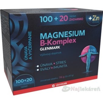 GLENMARK Magnesium B-Komplex + Zinok, 100+20 tbl