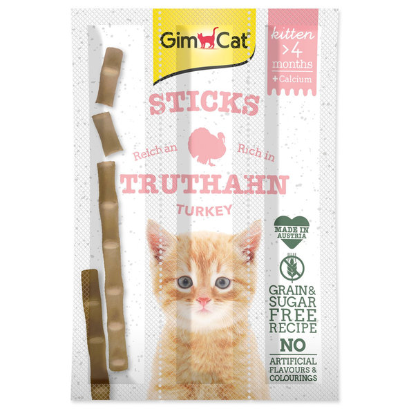 GimCat Kitten tyčinky moriak a vápnik 3ks