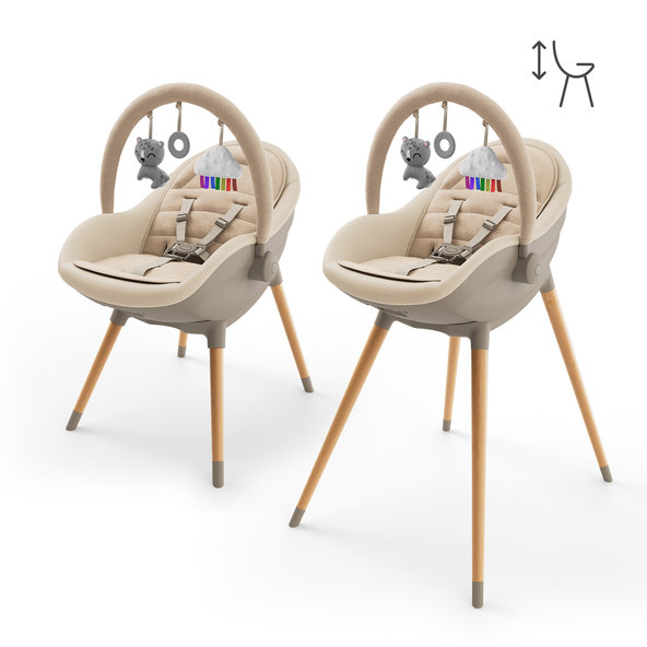 KINDERKRAFT Jedálenská stolička a lehátko Fini Up 3v1 Beige