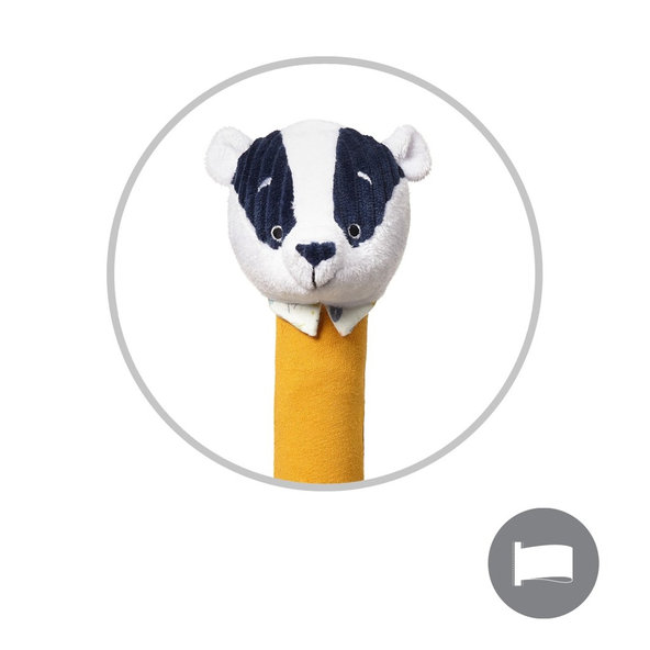 BABYONO Hračka pískacia s hrkalkou jazvec Edmund, 3m+