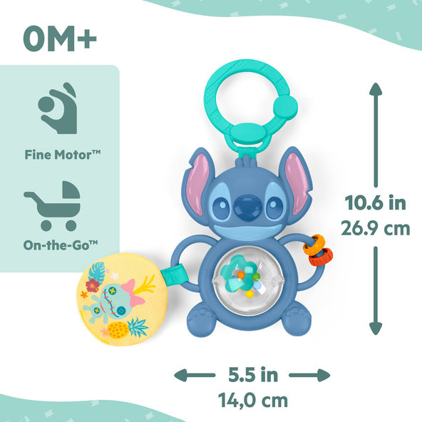 BRIGHT STARTS Hračka na C krúžku senzorická Stitch Tummy Tumble™ 0m+