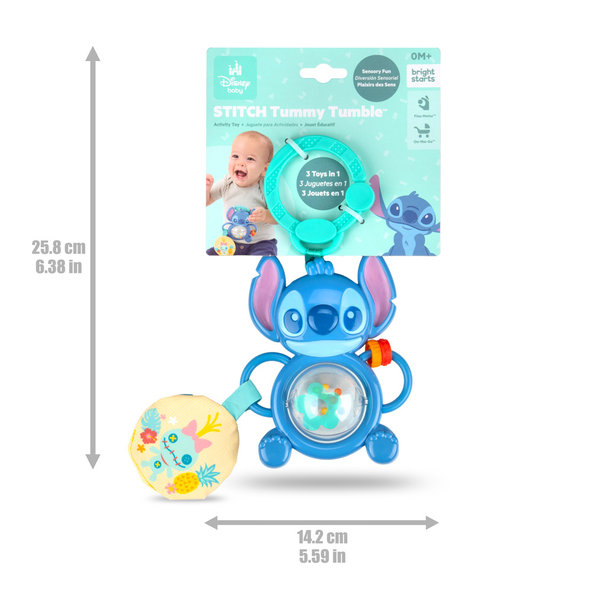 BRIGHT STARTS Hračka na C krúžku senzorická Stitch Tummy Tumble™ 0m+