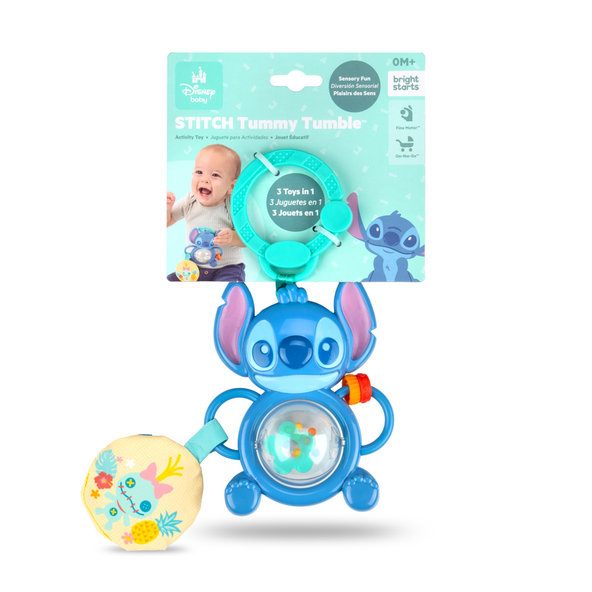 BRIGHT STARTS Hračka na C krúžku senzorická Stitch Tummy Tumble™ 0m+