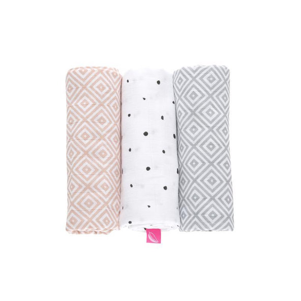 MOTHERHOOD Plienka mušelínová 3ks Pink Squares 70x80cm