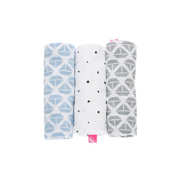 MOTHERHOOD Plienka mušelínová 3ks Blue Boats 70x80cm