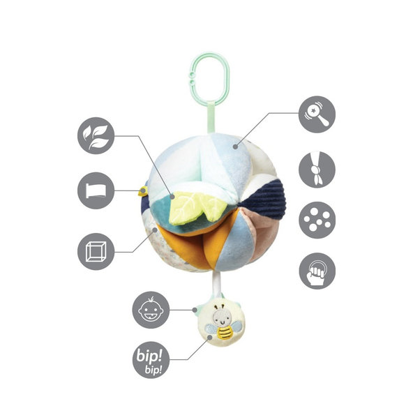 BABYONO Hračka edukačná lopta na C krúžku Woodland, 0m+