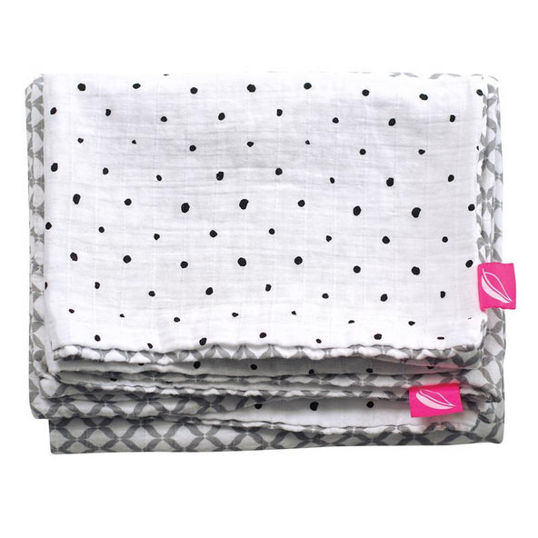 MOTHERHOOD Obliečky bavlnené mušelínové do postieľky Pre-Washed Grey Classics 2-dielne