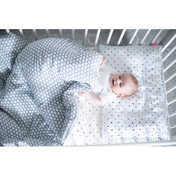 MOTHERHOOD Obliečky bavlnené mušelínové do postieľky Pre-Washed Grey Classics 2-dielne