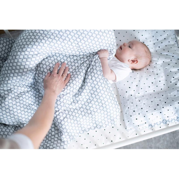 MOTHERHOOD Obliečky bavlnené mušelínové do postieľky Pre-Washed Grey Classics 2-dielne