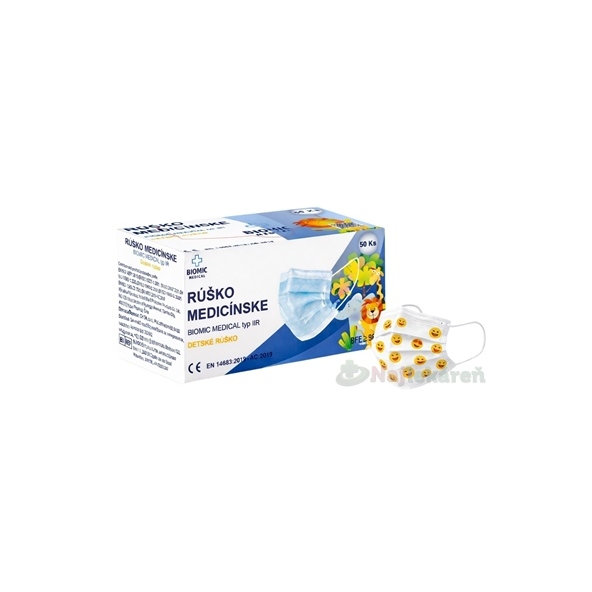 BIOMIC RÚŠKO medicínske detské typ IIR smajlík 50 ks