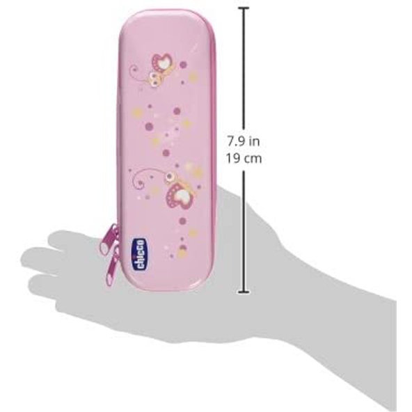 CHICCO Set zubná kefka s puzdrom+pasta Always Smiling ružová 12m+