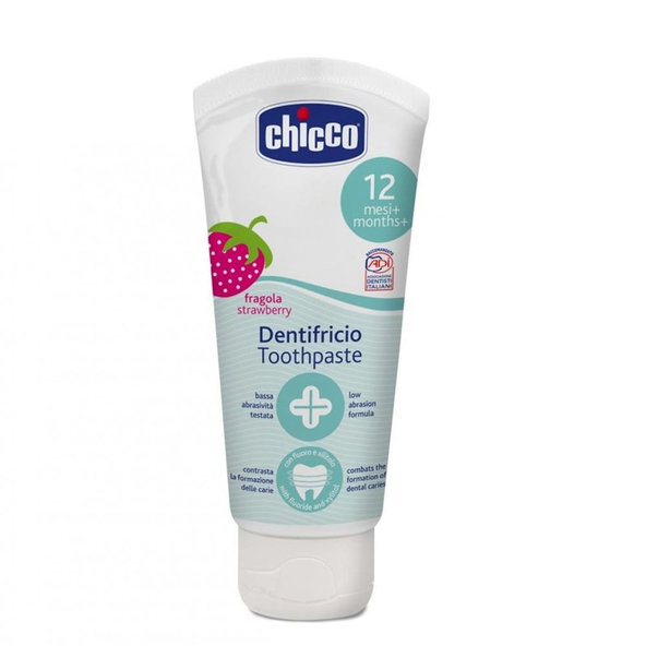 CHICCO Set zubná kefka s puzdrom+pasta Always Smiling zelená 12m+