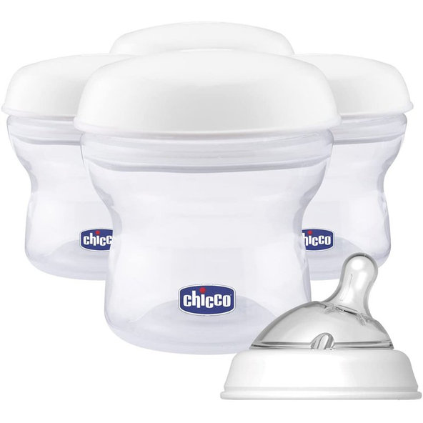 CHICCO Zásobníky viacúčelové na materské mlieko s fľaškovou násadkou Natural Feeling, 4ks