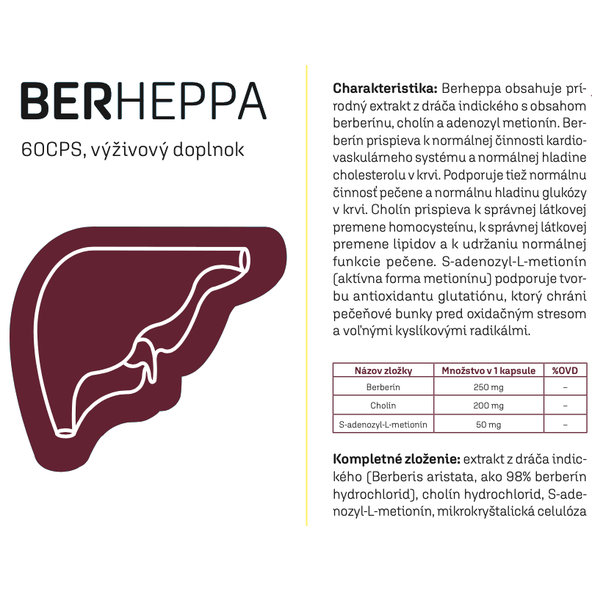 BERHEPPA na zníženie množstva tuku v pečeni 60 tabliet