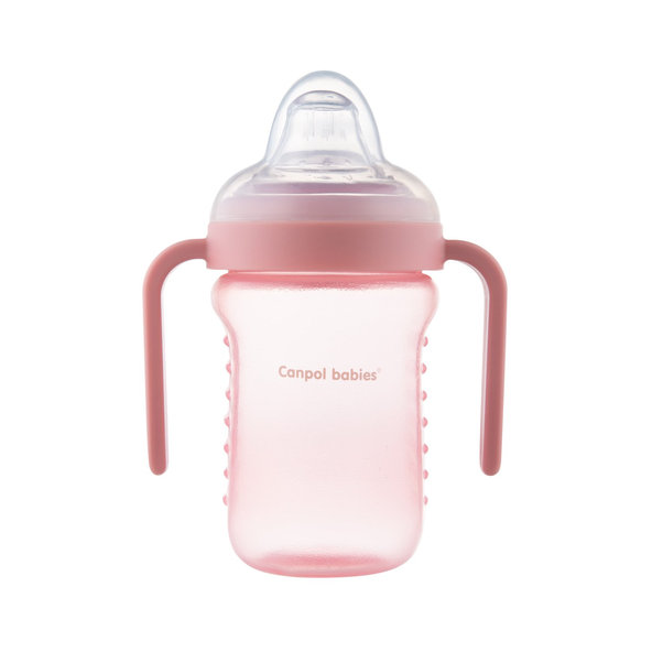 CANPOL BABIES Hrneček nevylévací so silikónovým náustkom 220 ml ružový
