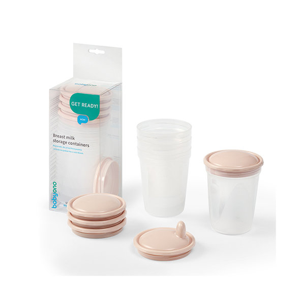 BABYONO Nádoby na skladovanie a mrazenie potravín béžové 4 kusy