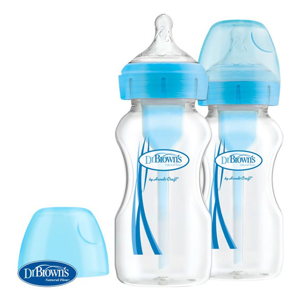 DR.BROWN'S Fľaša antikolik Options+ široké hrdlo 2x270 ml plast modrá