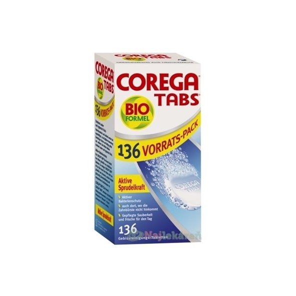 COREGA BIO Tabs na zubné náhrady 136 tabliet