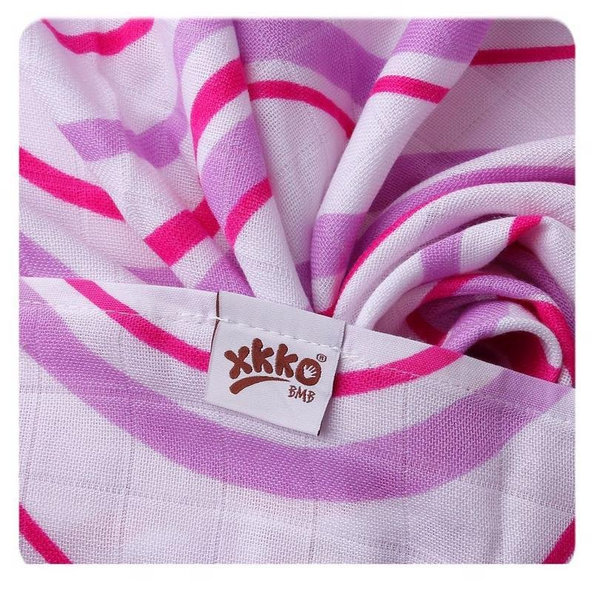 KIKKO Bambusové plienky XKKO BMB Hearts&Waves 70x70 (3 ks) - lilac