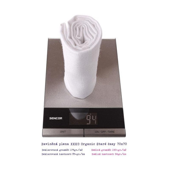 KIKKO Detské plienky z biobavlny XKKO Organic Staré časy 70x70 (5 ks) – biele