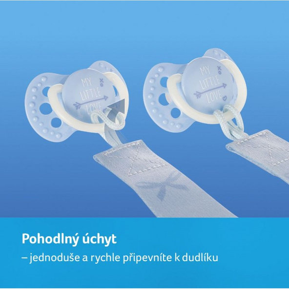 LOVI Stužka na cumlík s klipom Hey