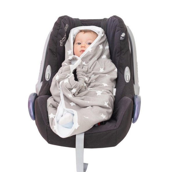 SNUGGLEBUNDL Deka do autosedačky - Hviezdy + šedá (biobavlna)