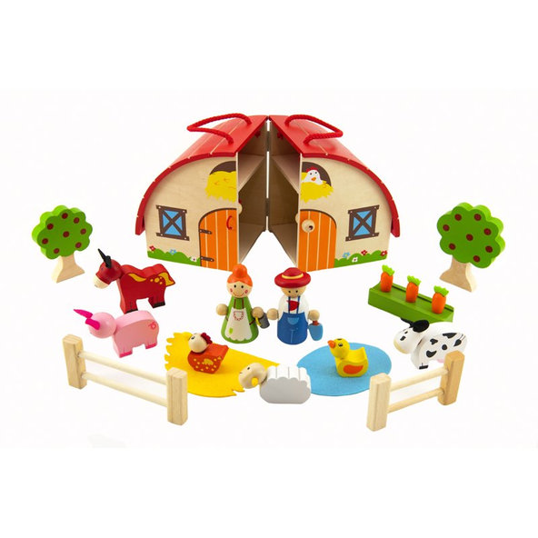 TEDDIES Domček drevená farma s doplnkami 15 ks