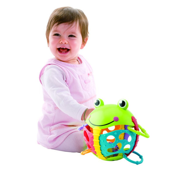 TEDDIES Hrkálka žabka plast s krúžkami 6m +