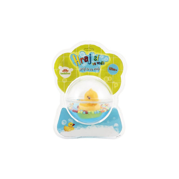 TEDDIES Kačička plávajúce v guli plast 12 cm s vodou 12m +