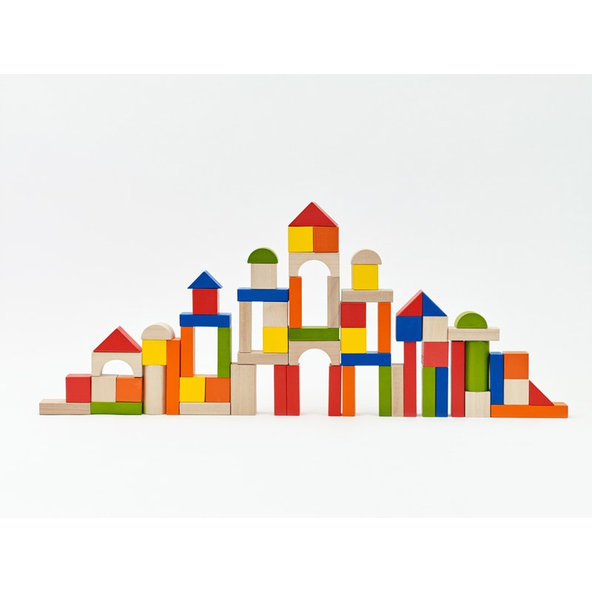 TEDDIES Kocky stavebnice drevo 100ks + vkladačka 12m +