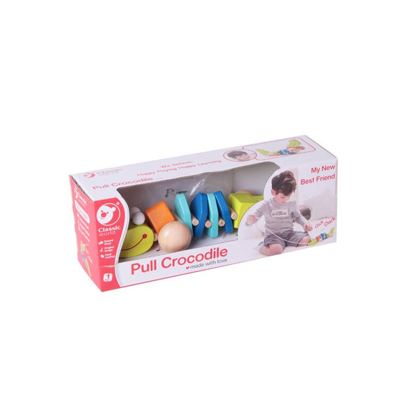 TEDDIES Krokodíl ťahací drevo 12m+