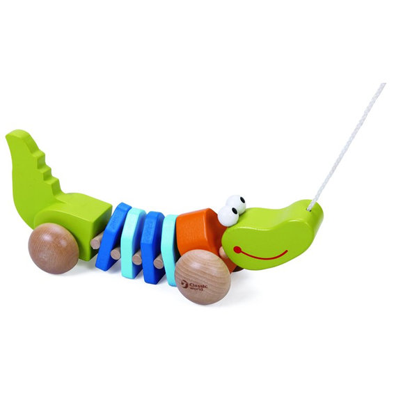 TEDDIES Krokodíl ťahací drevo 12m+