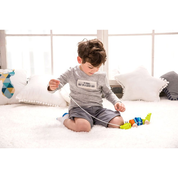 TEDDIES Krokodíl ťahací drevo 12m+