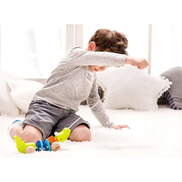 TEDDIES Krokodíl ťahací drevo 12m+