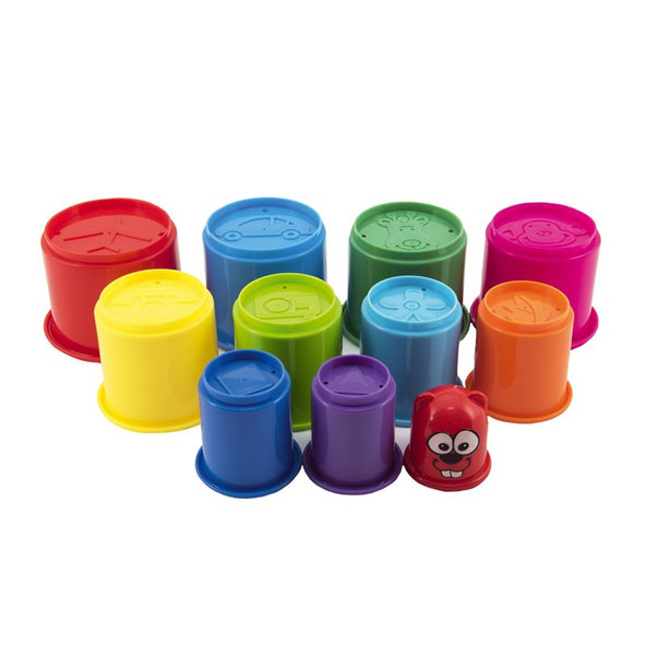 TEDDIES Kubus pyramída skladačka guľatá plast 11 ks 12m +